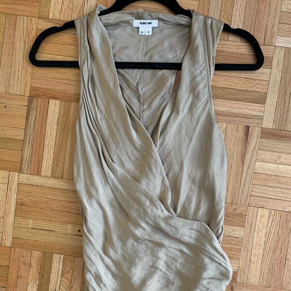Helmut Lang Glassy Shirting Overlap Top